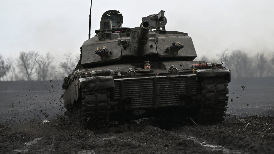 Ukraiński czołg w okolicy miasta Zaporoże, luty 2024 r.