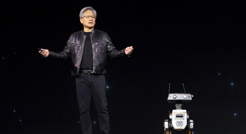 Nvidia CEO Jensen Huang in one of his many leather jackets.Justin Sullivan/Getty Images