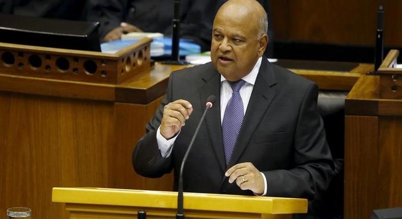 South Africa's Finance Minister Pravin Gordhan delivers his 2016 budget address to the parliament in Cape Town, February 24, 2016. 