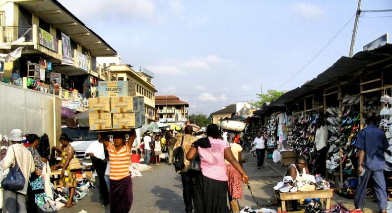 A scene from a market in Accra