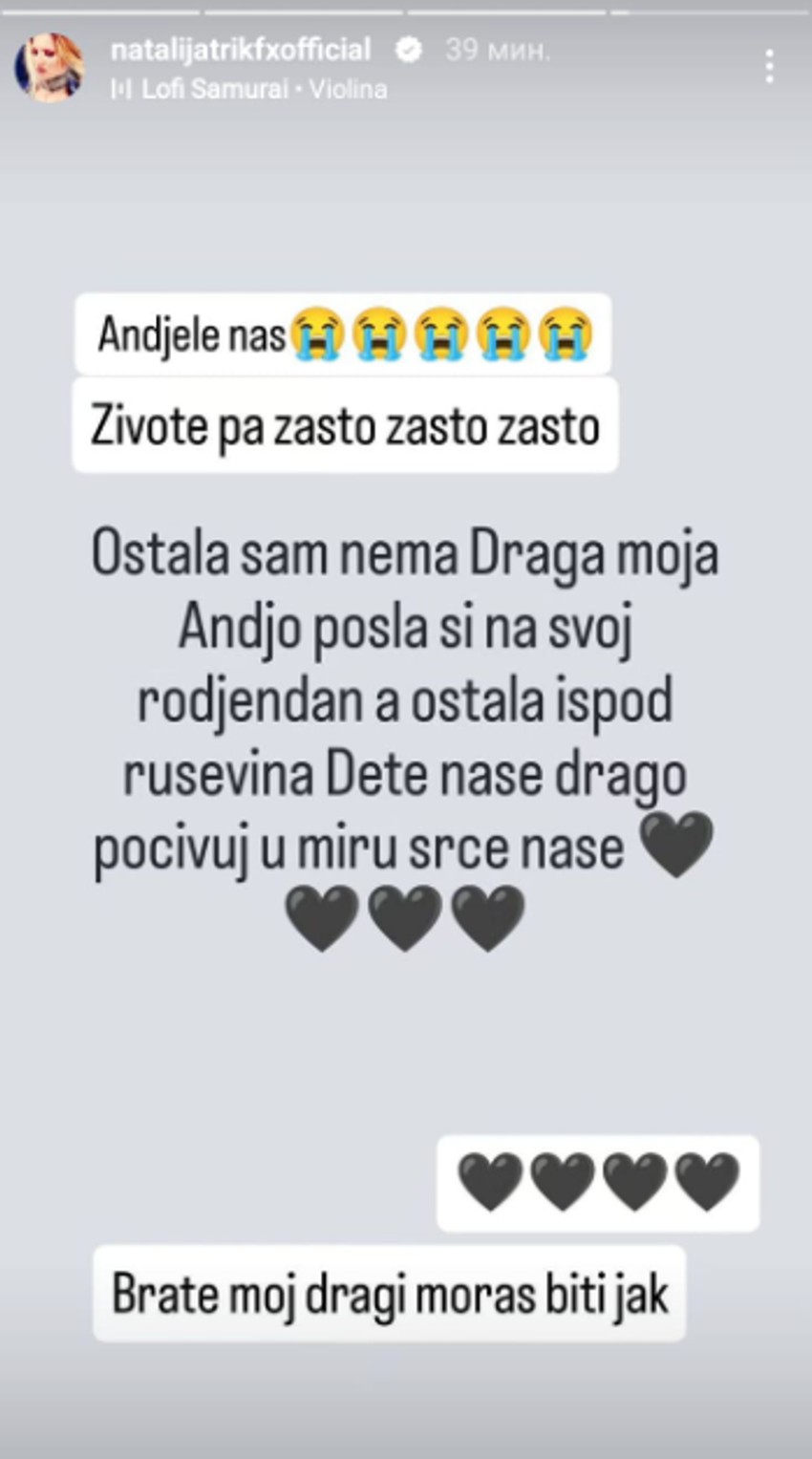 Natalija povodom nesreće