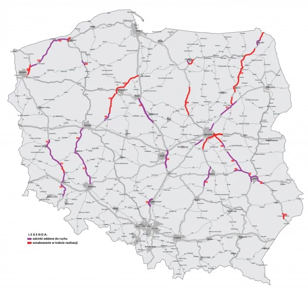 Odcinki z nowym, eksperymentalnym oznakowaniem dróg