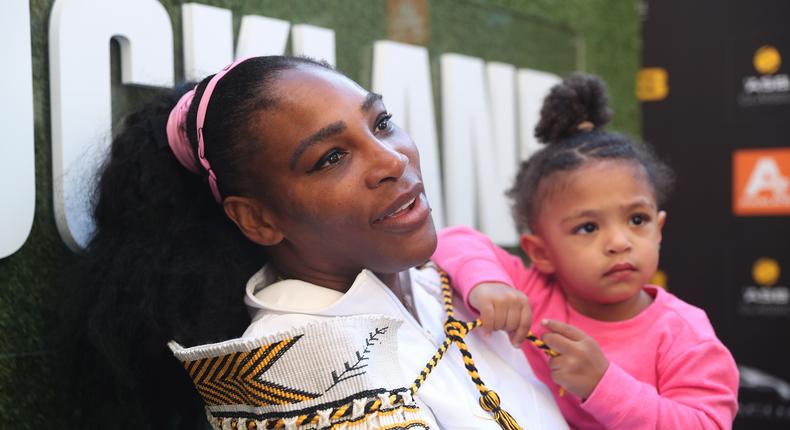 Serena Williams and her daughter, Olympia.MICHAEL BRADLEY/AFP via Getty Images