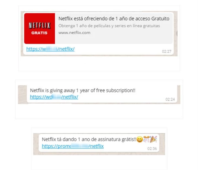 Przykładowa wiadomość zachęcająca do aktywacji "darmowego Netfliksa"