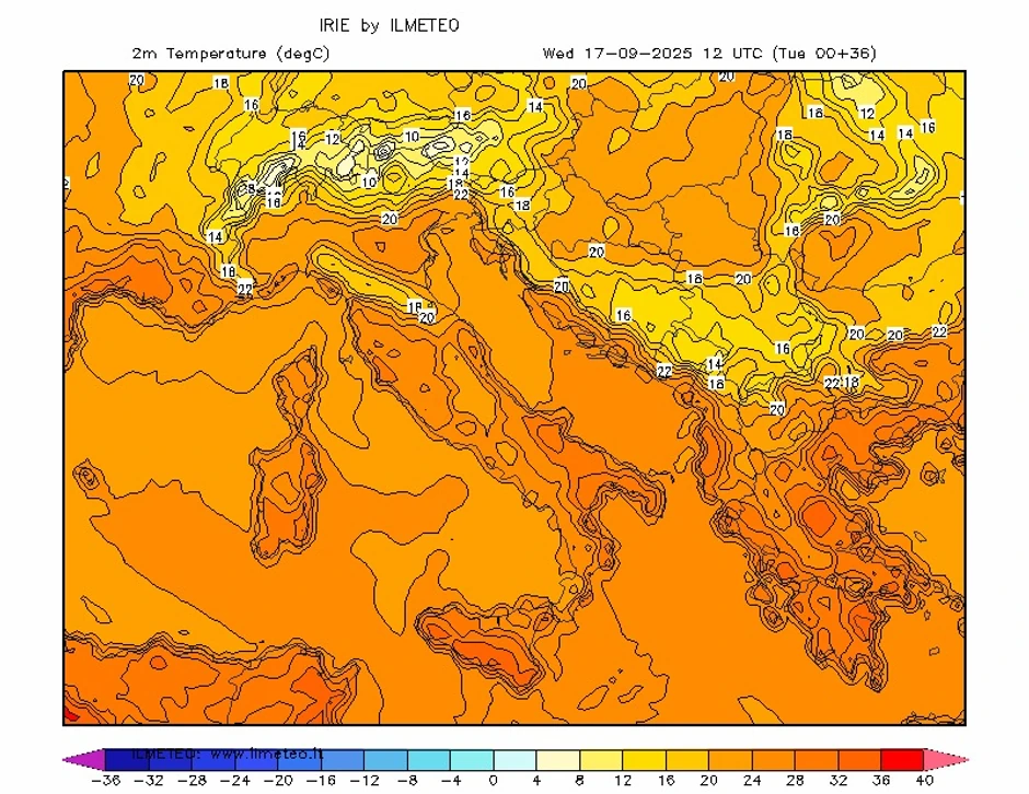 Mapa temperature vazduha za sredu