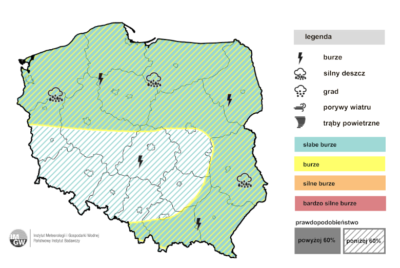 Prognoza burz na noc z poniedziałku na wtorek