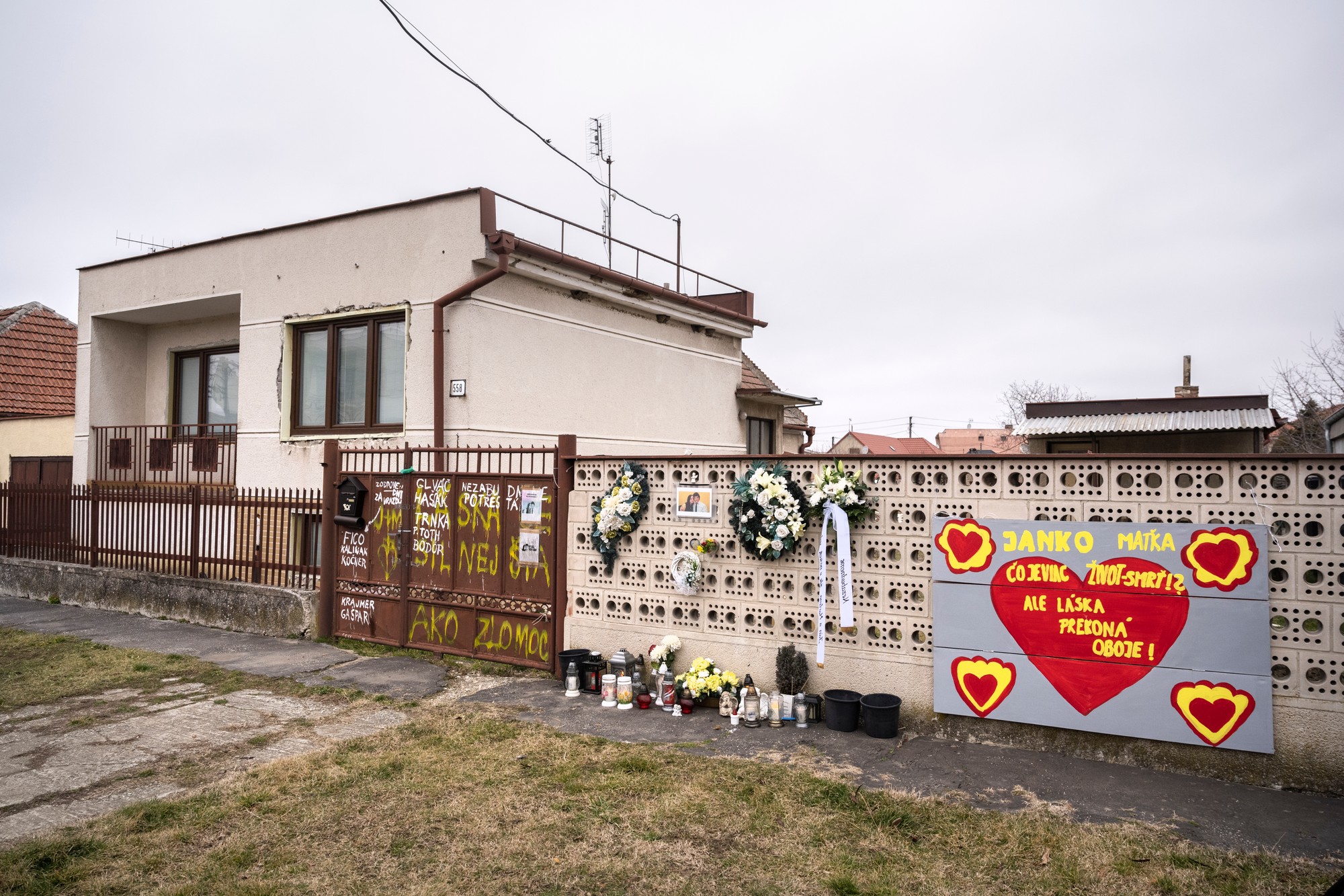 Rodinný dom na Brezovej ulici vo Veľkej Mači, v ktorom žili Ján Kuciak a Martina Kušnírová.