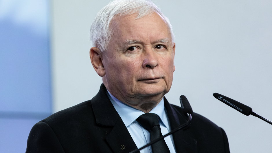 Jarosław Kaczyński podczas wygłoszenia oświadczenia w siedzibie PiS (26.09.2020)
