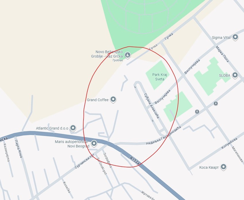 Mesto gde bi trebalo da budu spojene Grčka i Surčinska ulica