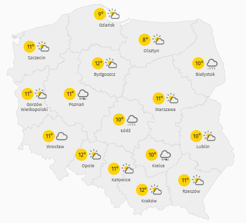 Prognoza temperatury w sobotę 24 kwietnia