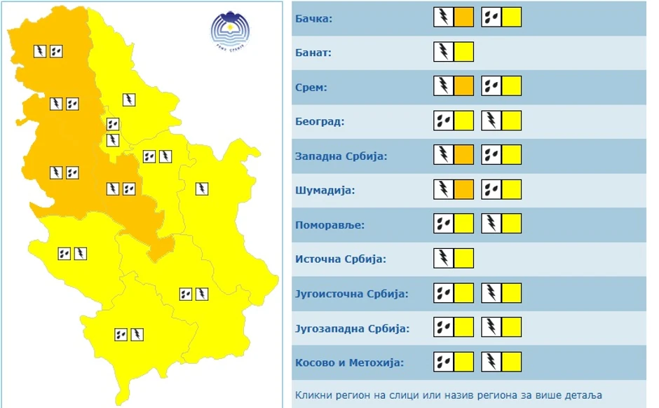 Meteoalarm za sredu, 23. april