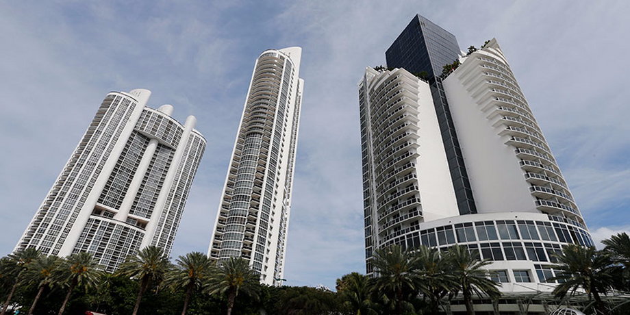 LUXURY APPEAL: From left, the Trump Royale, the Trump Palace and the Trump International Beach Resort in Sunny Isles Beach, Florida.