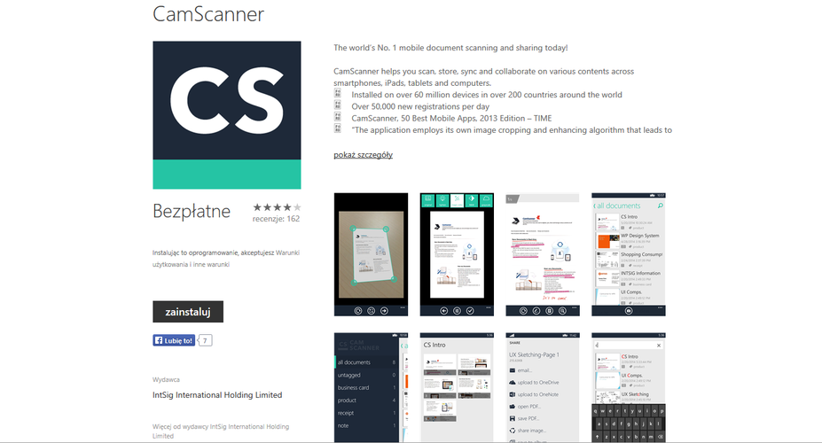 <b>CamScanner</b>
<br><br>
Podręczny skaner w smartfonie przyda się każdemu, kto w szybki i intuicyjny sposób chciałby zdigitalizować swoje dokumenty, rachunki oraz notatki. Zeskanowane pliki możemy następnie edytować, jak również udostępnić w chmurze.