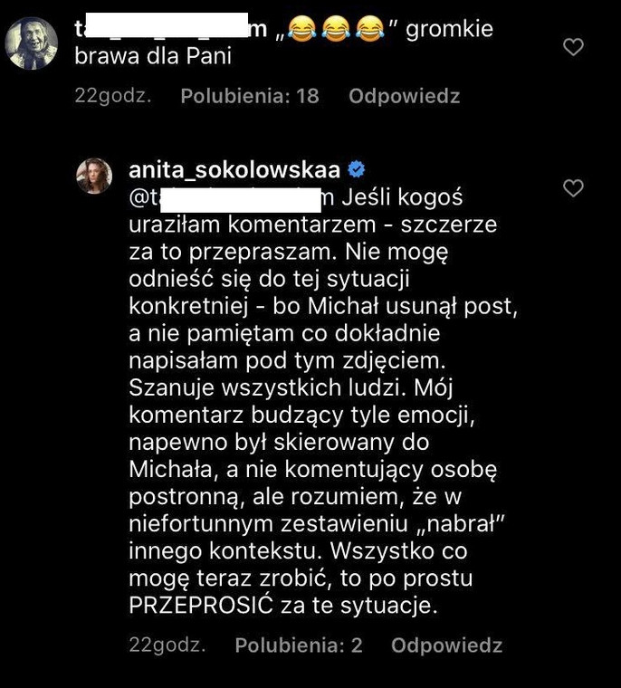 Anita Sokołowska odpowiada na krytykę internautów