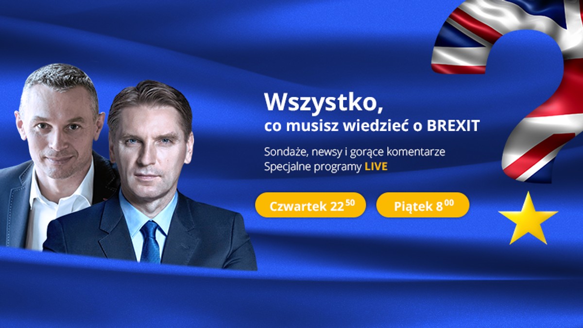 Czy Wielka Brytania opuści Unię Europejską? Odpowiedź na to pytanie poznamy już w piątek. Z tej okazji dla użytkowników Onetu przygotowaliśmy dwa specjalne programy wideo! Już w czwartek o 22:50 wydanie specjalne programu "Tomasz Lis.", a w piątek o 8:00 swój program poprowadzi redaktor naczelny "Business Insidera" - Łukasz Grass. To jednak nie wszystko! W piątek o 12:00 zapraszamy na program "Subiektywny" Bartosza Węglarczyka, którego gościem będzie szef MSZ Witold Waszczykowski. Zapraszamy!