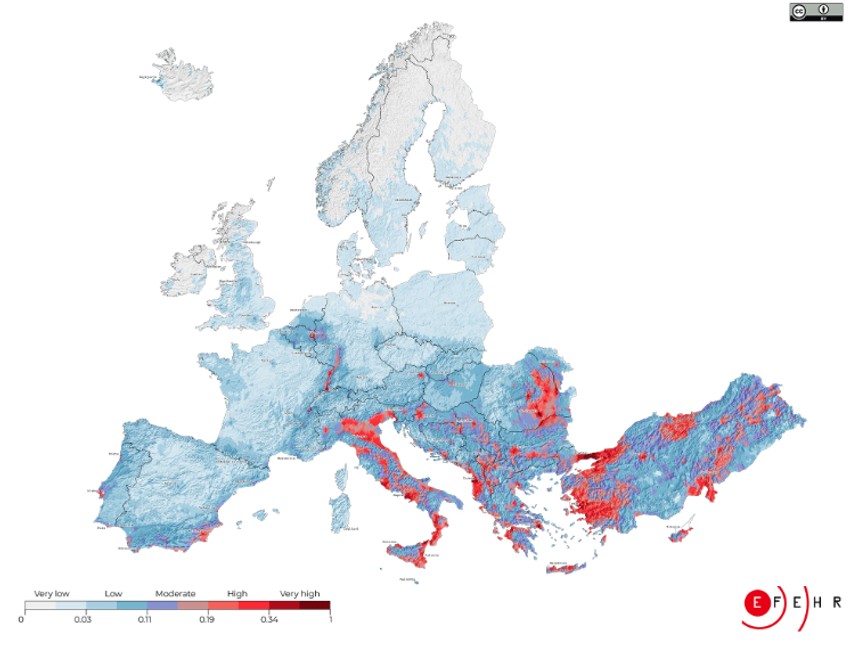 Mapa rizika od zemljotresa u Evropi