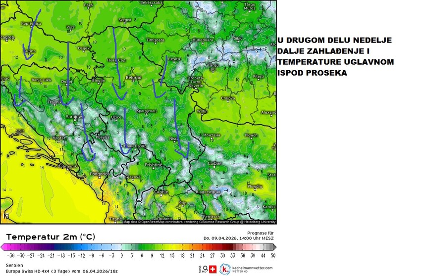 U drugom delu ove nedelje temperature će biti ispod proseka