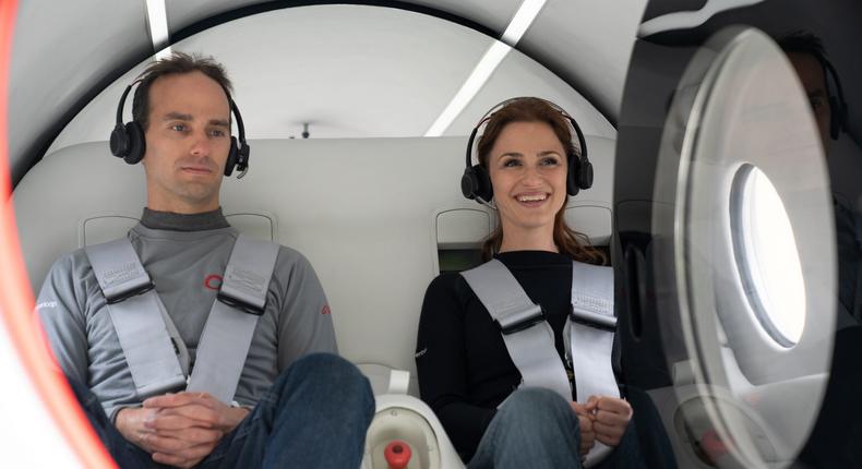 Virgin Hyperloop executives Josh Giegel, its Chief Technology Officer, and Sara Luchian, Director of Passenger Experience.