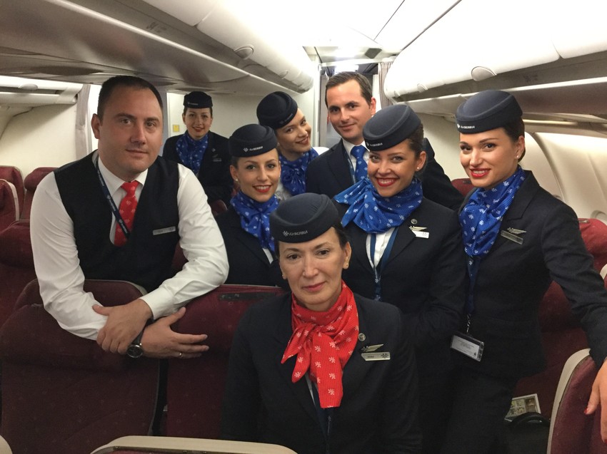 Posada aviona "Er Srbije" u novom erbasovom avionu, na letu za Beograd 