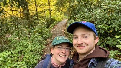 The author, left, and her fianc on their road trip.Kelsey Neubauer & Ken Brill