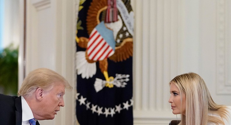 Then-President Donald Trump with Ivanka Trump in the EastRoom of the White House.