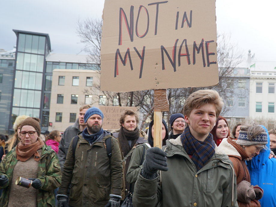 People demonstrate against Iceland's Prime Minister Sigmundur David Gunnlaugsson in Reykjavik, Iceland April 5, 2016.