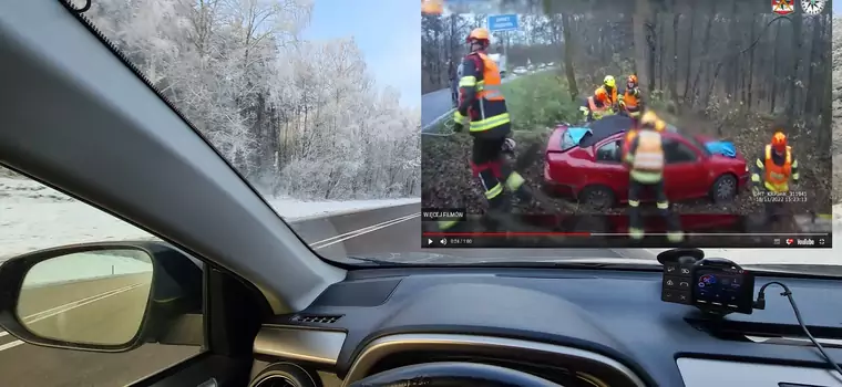 Uwaga na czarny lód na drogach! Kierująca nie opanowała auta