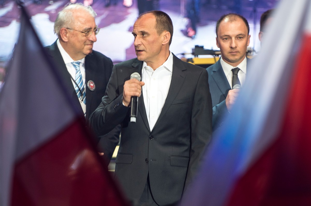 Paweł Kukiz w czasie wieczoru wyborczego