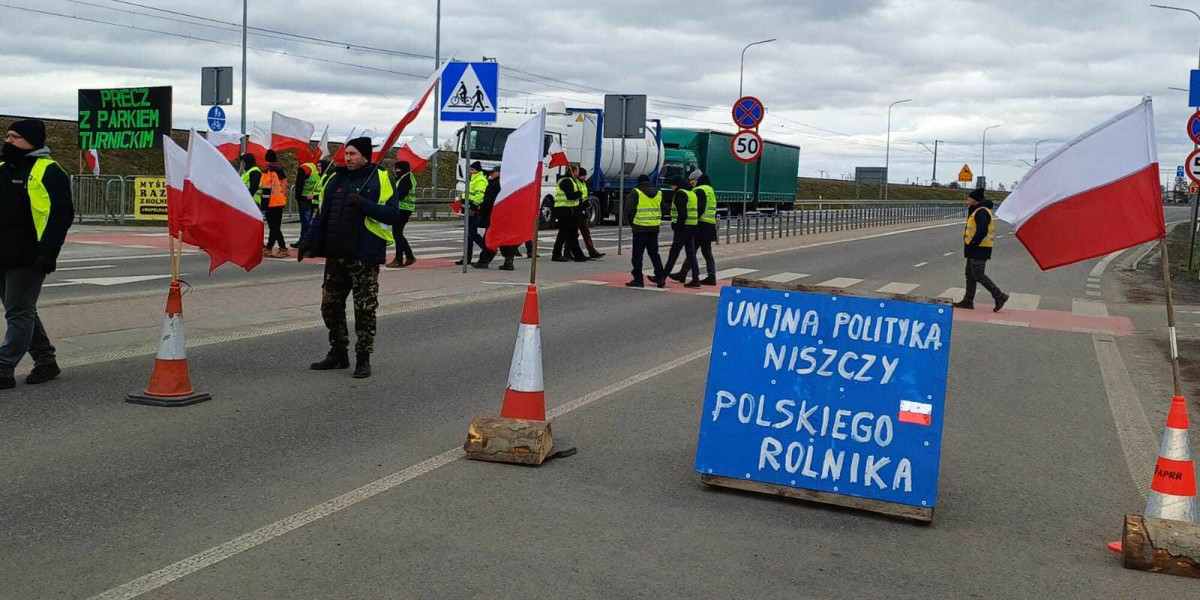 Protest rolników w Medyce przy polsko-ukraińskiej granicy.