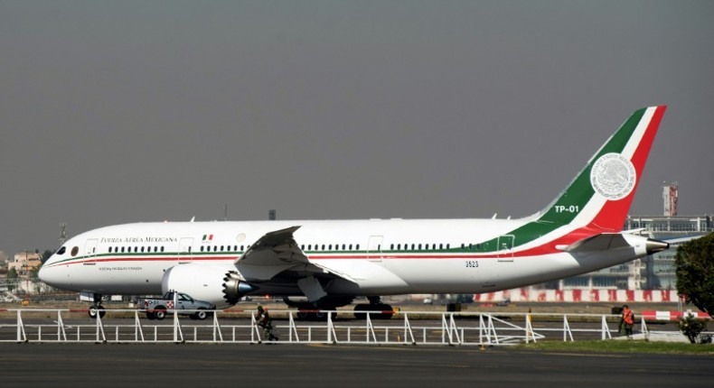 View of Mexico's presidential Boeing Dreamliner in 2018