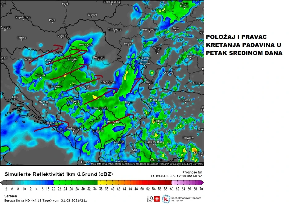 Padavine u petak tokom dana