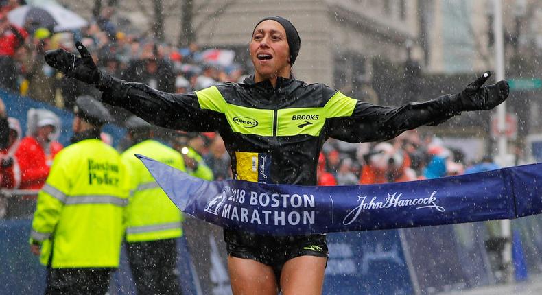 desiree linden boston marathon winner 2018.JPG