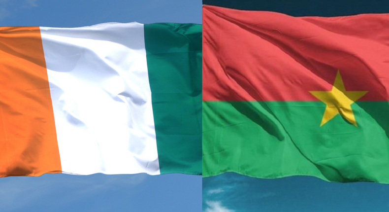 Les drapeaux ivoirien et burkinabé