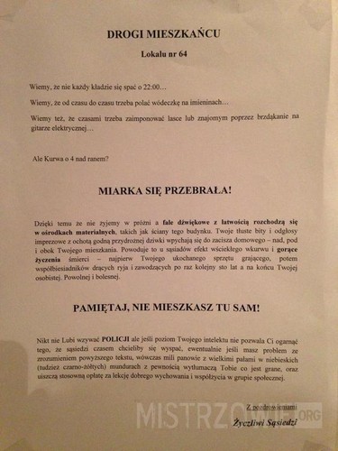 Ogłoszenie sąsiedzkie