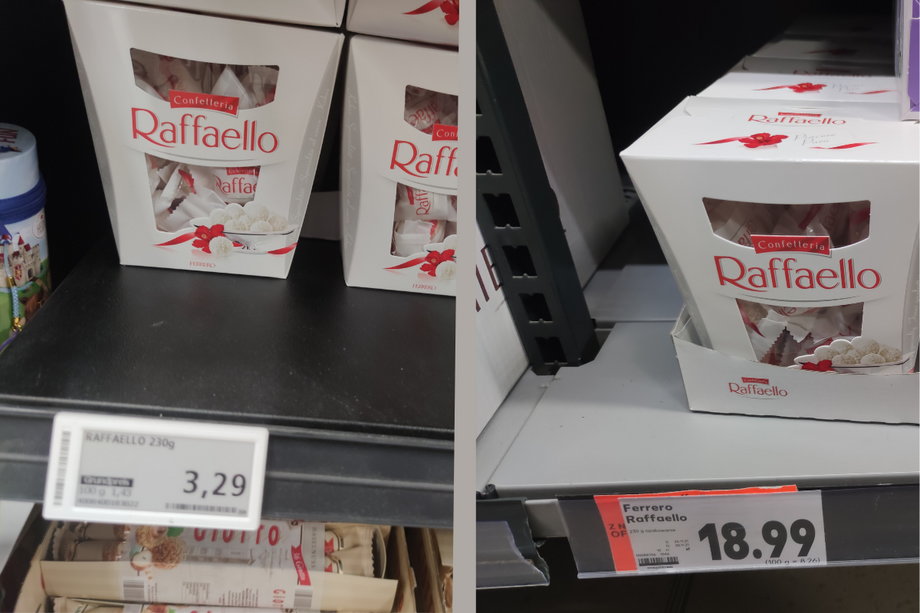 Identyczne opakowanie Raffaello jest w Niemczech dużo tańsze. Jest więcej takich przykładów