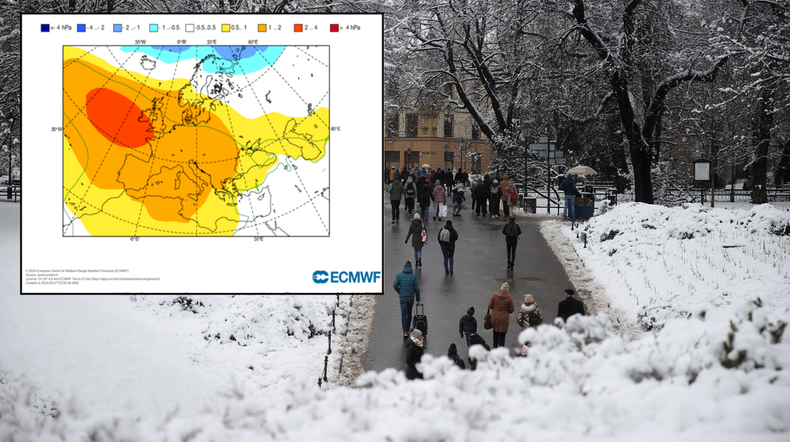 Europejski model kreśli pierwsze prognozy pogody na zimę. Oto co nas czeka (mapa: ECMWF)