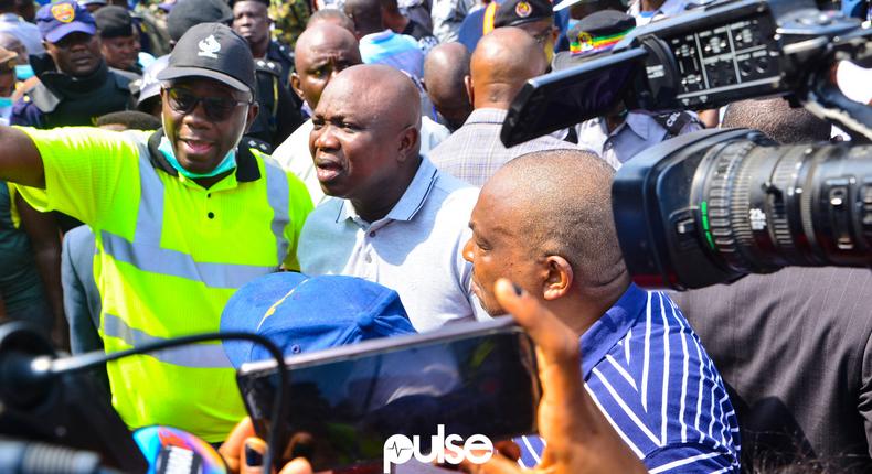 Governor Akinwunmi Ambode at the site of the collapsed building (Pulse)