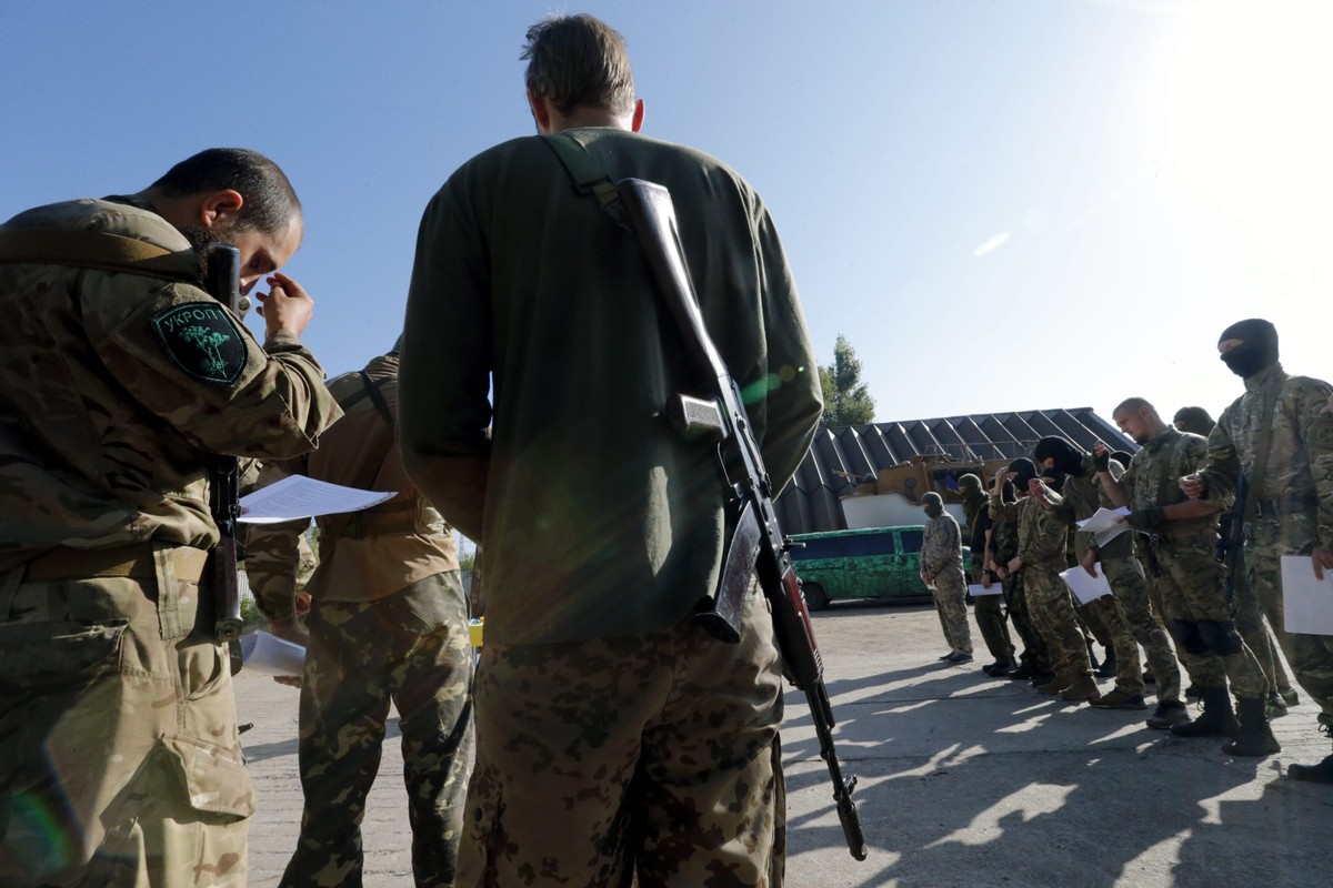 Ukraińscy ochotnicy z batalionu "Szachtar"