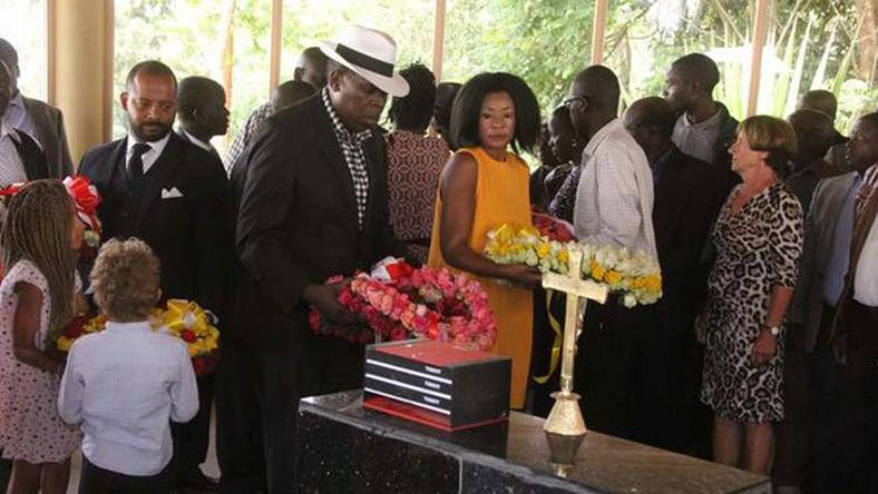 Eugene Wamalwa (centre) and Yvonne Wamalwa, widow of the late Vice President Kijana Wamalwa, during the late VP's memorial ceremony in 2015