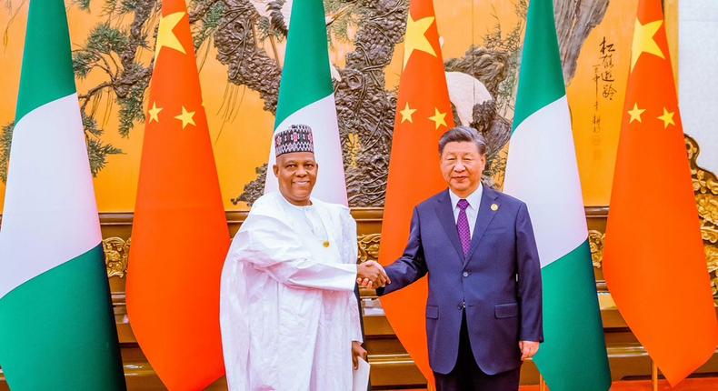 Nigeria's Vice President, Kashim Shettima with Chinese President, Xi Jinping [Presidency]