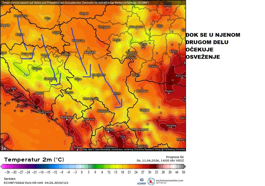 Osveženje u drugom delu sledece nedelje