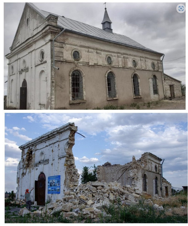 Rzymskokatolicki kościół Niepokalanego Poczęcia Najświętszej Maryi Panny przed i po rosyjskim ataku