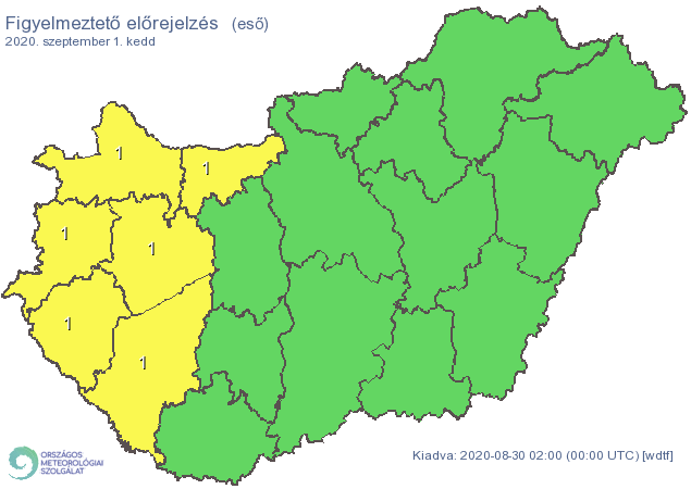 Az eső miatt néhány megyére riasztás van érvényben / Fotó: met.hu