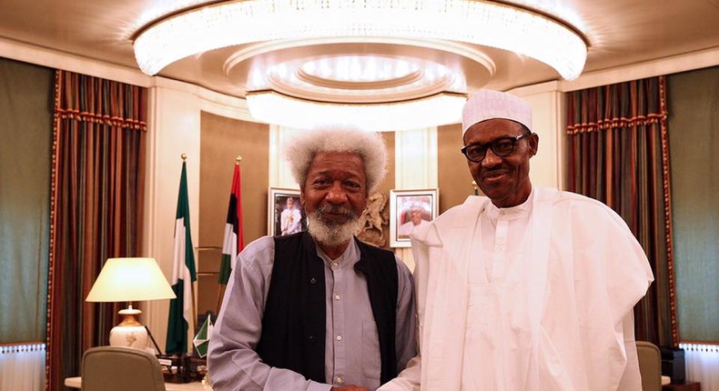 President Muhammadu Buhari meets with Nobel Laureate, Wole Soyinka at the Presidential Villa on August 11, 2016