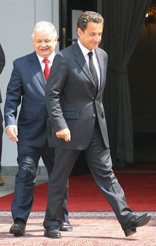 14.06.2007. WARSZAWA PALAC PREZYDENCKI WIZYTA PREZYDENTA FRANCJI NICOLASA SARKOZYEGO W POLSCE N/Z LECH KACZYNSKI I NICOLAS SARKOZYFOT. PIOTR MOLECKI