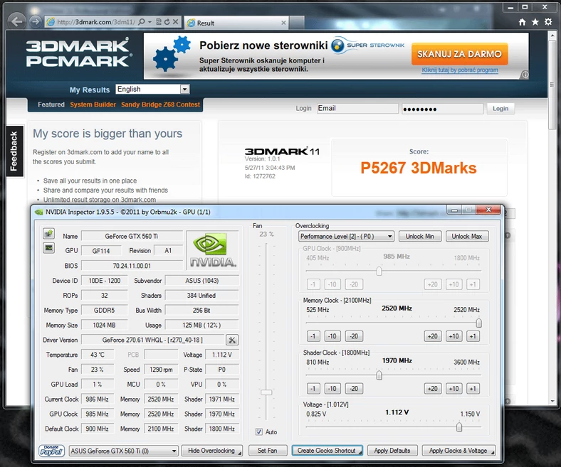 3DMark 11 - 5267 pkt.