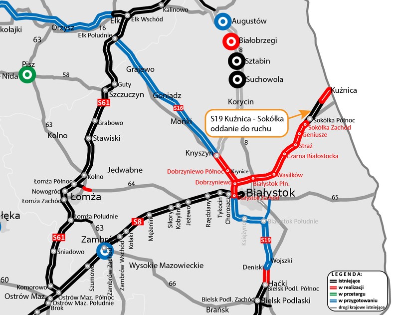 S19 Kuźnica - Sokółka - mapa