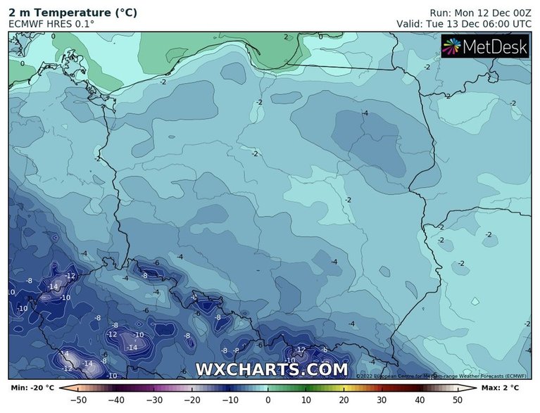 Wszędzie zapowiadamy ujemną temperaturę