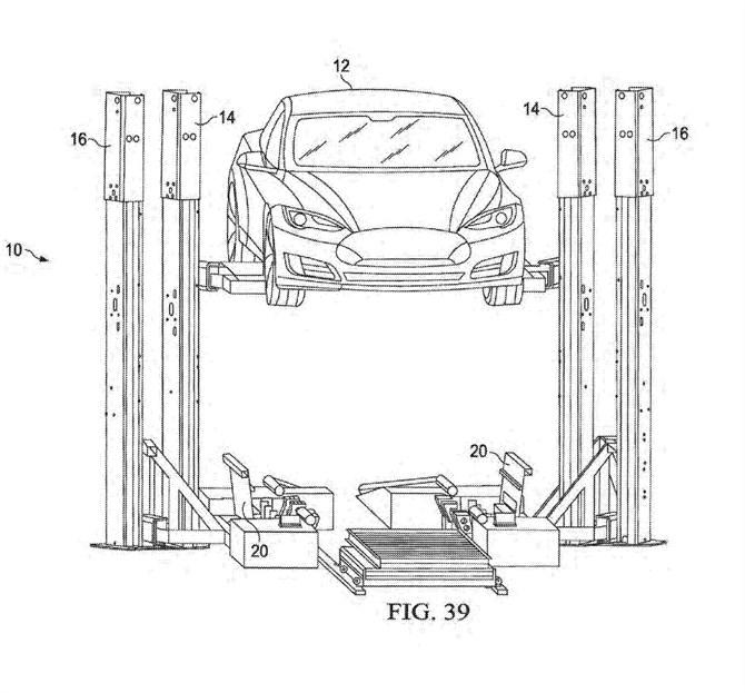 Tesla patentuje maszynę do wymiany baterii aut
