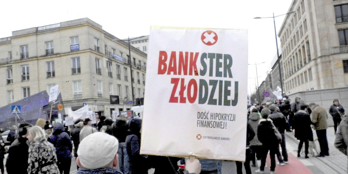 Protest frankowiczów w Warszawie.